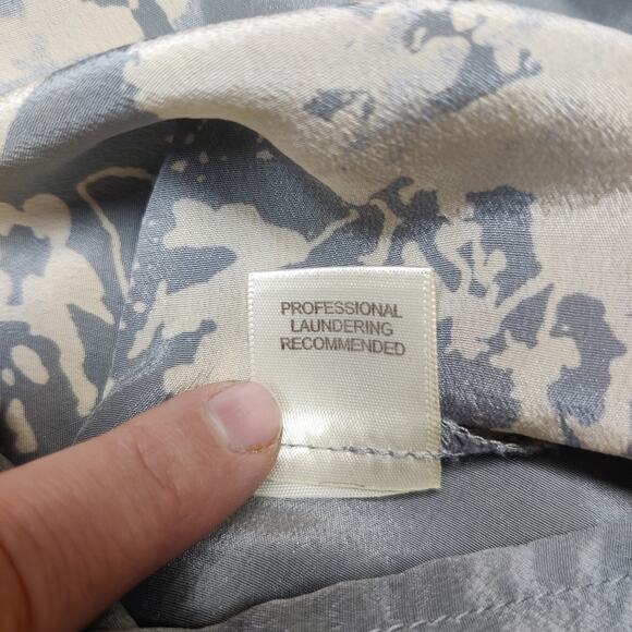 Petticoat Alley Silk Gray Abstract Floral Off Shoulder A-line Mini Dress Small - Picture 9 of 13